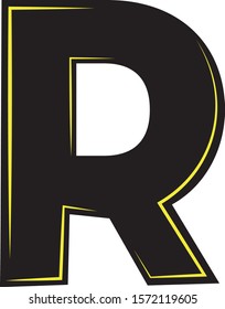 Logo letter R black yellow modern hip