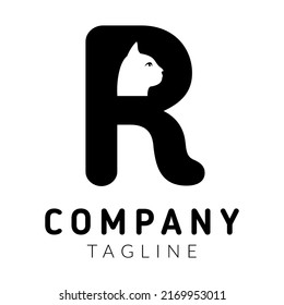 Letra de logotipo R con gato