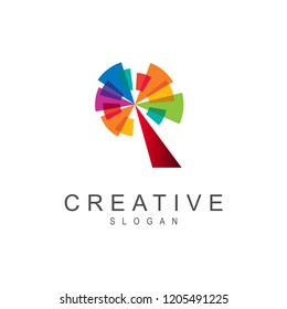 logo letter r, logo r with circular and colorful