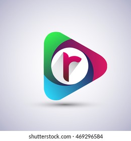 logo letter R colorful icon in the triangle shape, Vector design template elements for your application or company identity.