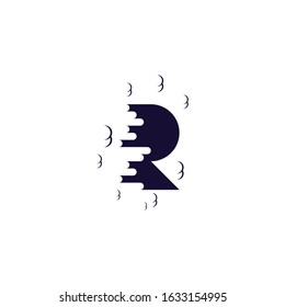 logo letter R with cool black clouds