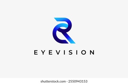 Logo Letter R and Eye Vision. Digital, visual with modern and minimalist concept. Editable file.