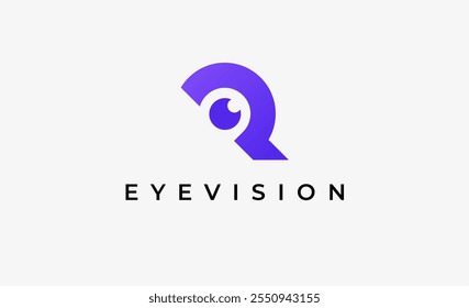 Logo Letter R and Eye Vision. Digital, visual with modern and minimalist concept. Editable file.