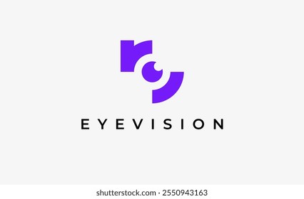 Logo Letter R and Eye Vision. Digital, visual with modern and minimalist concept. Editable file.