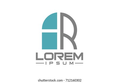 logo letter r flat architecture icon