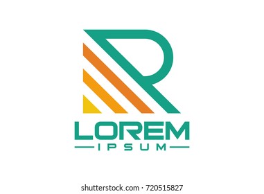 logo letter r flat triangle  line