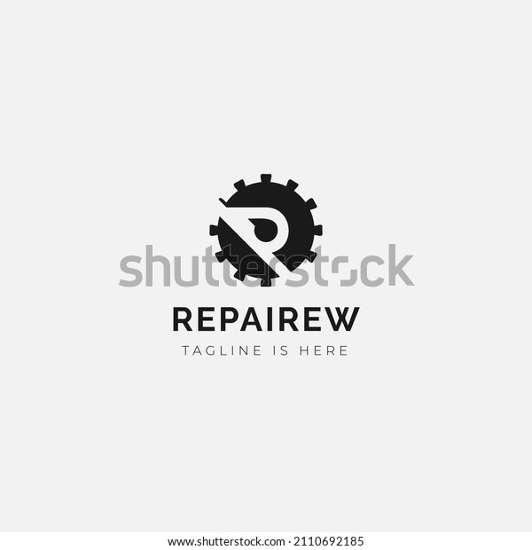 logo letter R gear, icon circle initial R for\
services, simple modern\
design.