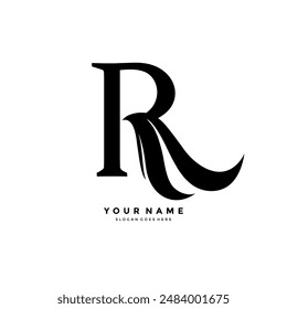 logo of the letter R with hair. unique initials of the letter R with loose hair. vector illustration. salon business sign, hair care and others