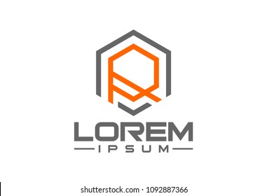 logo letter r hexagonal line logo