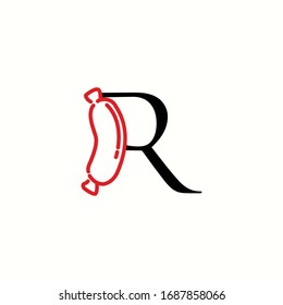 logo letter r with icon sausage  vector design