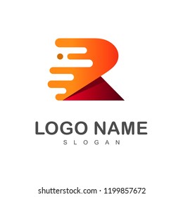 logo letter r + r icon with a simple look  + Delivery service logos quickly and precisely , delivery express