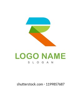 logo letter r + r icon with a simple look + R logo is simple and colorful + company initials