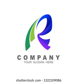 Logo letter r with leaf, 3d design