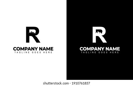logo letter R linked mountain vector illustration