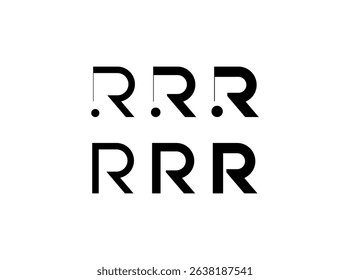 Logo letter R, new font alphabet, set of six different thicknesses (regular, bold, thick) for your brand name design, vector illustration 10 EPS