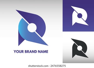 Logo Letter R PR Initial monogram Power Cyclone wind shuriken fast Style Design Vector in Gradient and monochrome color