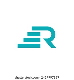 Logo letter R staircase with blank background