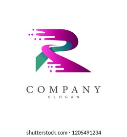 logo letter r, logo r with a symbol of speed + delivery express