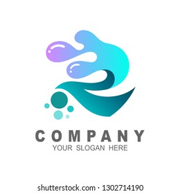Logo letter r with water drop