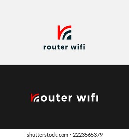 Logo letter r wifi, concept of initial r and symbol wifi simple and modern design.