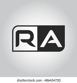 Logo letter RA with two different sides. Negative or black and white vector template design