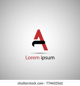 Logo letter A with red and black color artistic shape