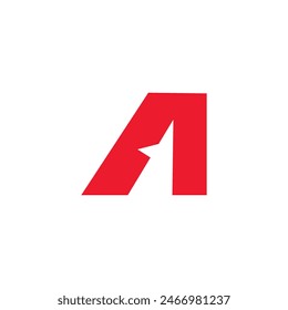 Logo letter A red capital skew with blank background