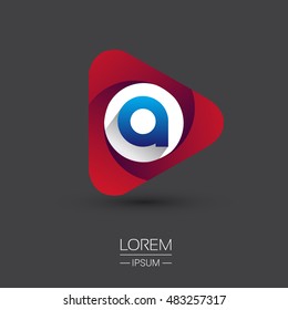 Logo A letter red colored in the triangle shape, Vector design template elements for your application or company identity.