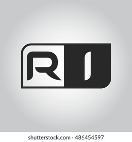 Logo letter RI with two different sides. Negative or black and white vector template design