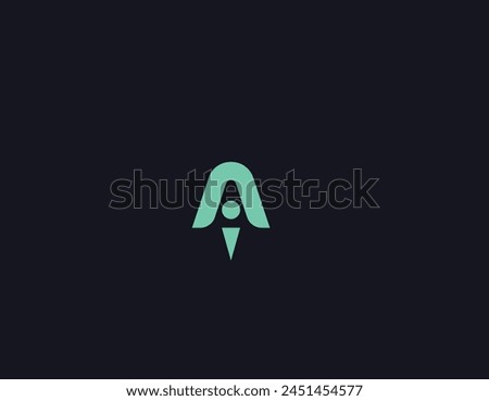 Logo Letter A Rocket In Space Modern Futuristic Minimalist