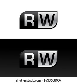 Logo letter RW with two different sides. Negative or black and white vector template design vector