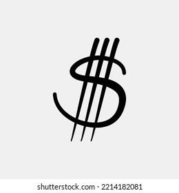 Logo with letter S and 3 vertical lines