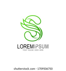 Logo letter s ,logo s with the appearance of lines and leaves