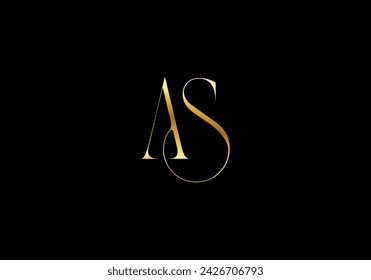 Logo Letter A S with Elegant Gold Color, monogram serif logo design. Editable Color