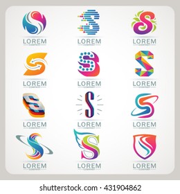 Logo letter S element and Abstract web Icon and globe vector symbol. Unusual sign icon and sticker set. Graphic design easy editable for Your design. Modern logotype icon.