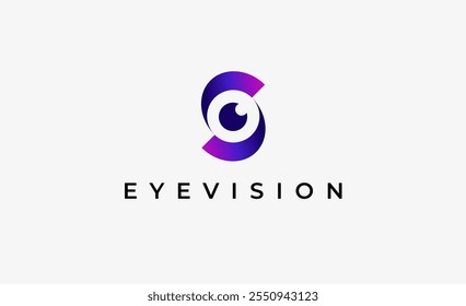 Logo Letter S and Eye Vision. Digital, visual with modern and minimalist concept. Editable file.