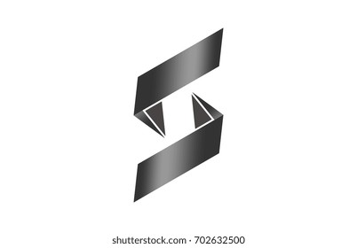 logo letter s flat simple origami paper ribbon