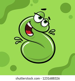 
Logo letter s in the form of a funny worm. Сute cartoon monsters. Funny jelly worm character. Vector illustration.