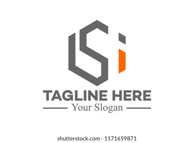 logo letter s and i geometric line