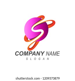 logo letter s, logo s and globe, Application icon with initials s