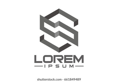 logo letter s hexagonal line origami style