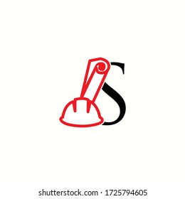 logo letter s with icon civil engineering vector design