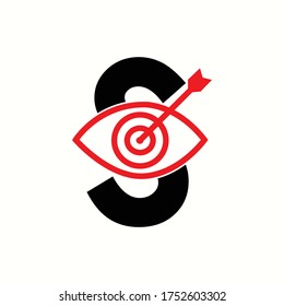 logo letter s with icon eye in target vector design