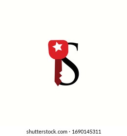 logo letter s with icon key modern vector design