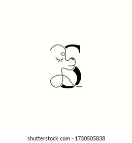 logo letter s with icon prety dog line vector design