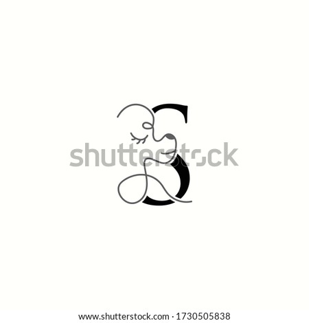 logo letter s with icon prety dog line vector design