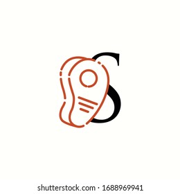 logo letter s with icon steak beef vector design
