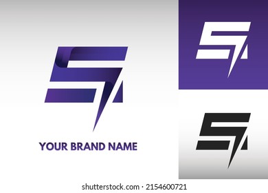 Letra con logotipo S monograma Vector de diseño con estilo Lightning de potencia eléctrica en color gradiente y monocromo