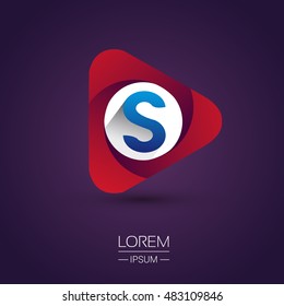 logo letter S red colored in the triangle shape, Vector design template elements for your application or company identity.