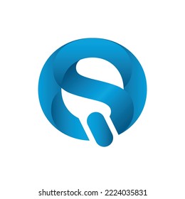 Letra con logotipo S con formato de logotipo de degradado redondo azul Resumen Plantilla 3D para combinación de empresas Icono de apagado